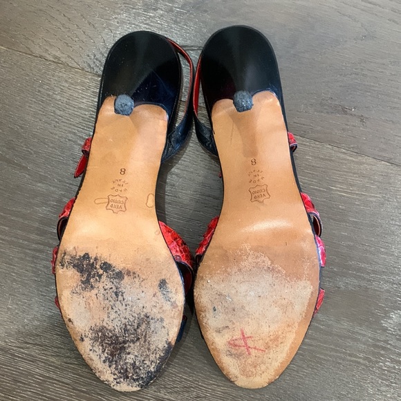 Pamia Italian Vintage Heels ❤️🖤 — Red & Black Strappy Statement - Picture 4 of 5